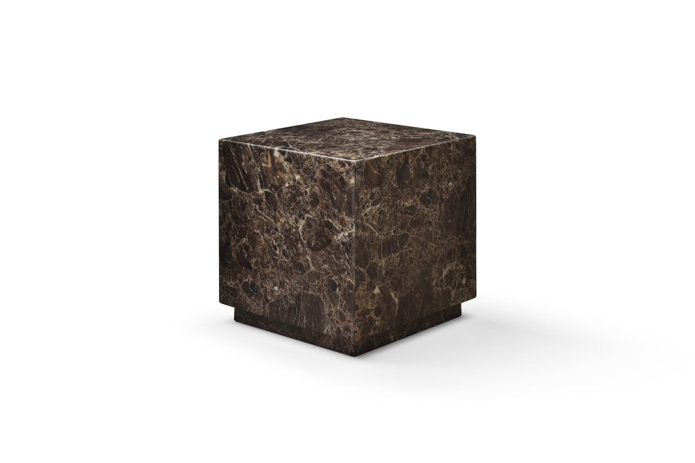 20" Brown Marble Square Block End Table