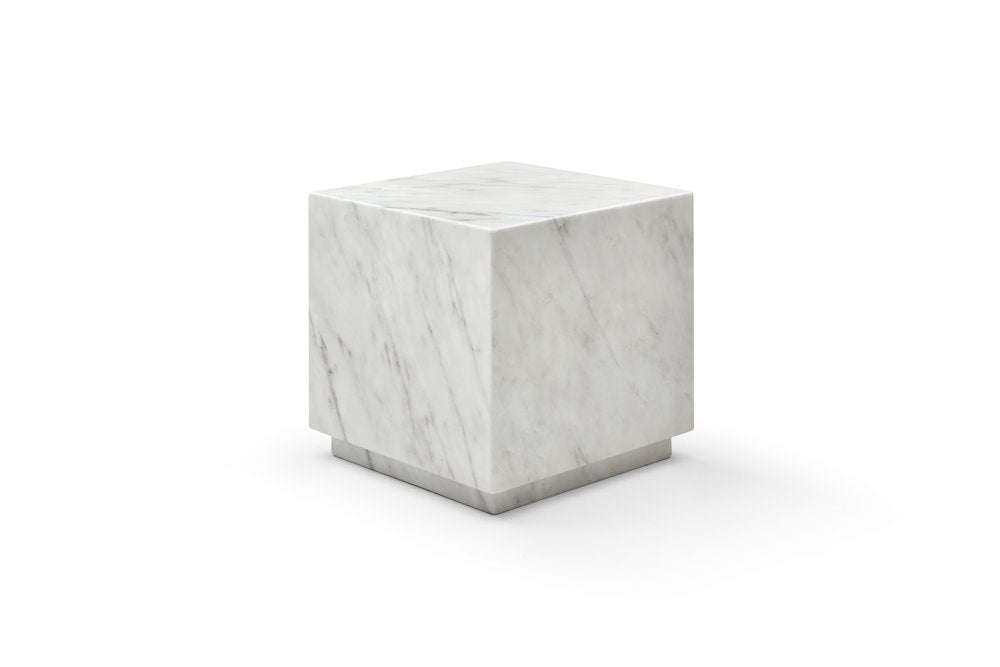20" White Marble Square Block End Table