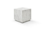 20" White Marble Square Block End Table