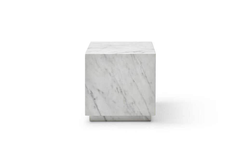 20" White Marble Square Block End Table
