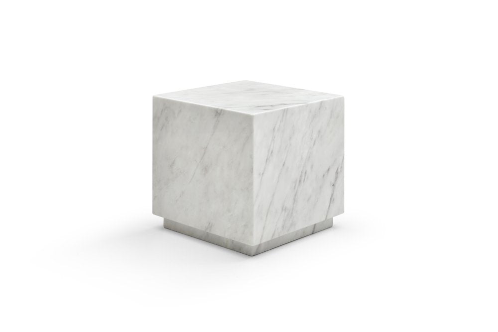20" White Marble Square Block End Table