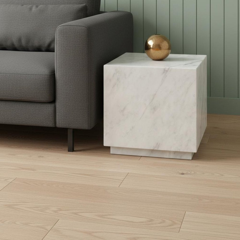 20" White Marble Square Block End Table