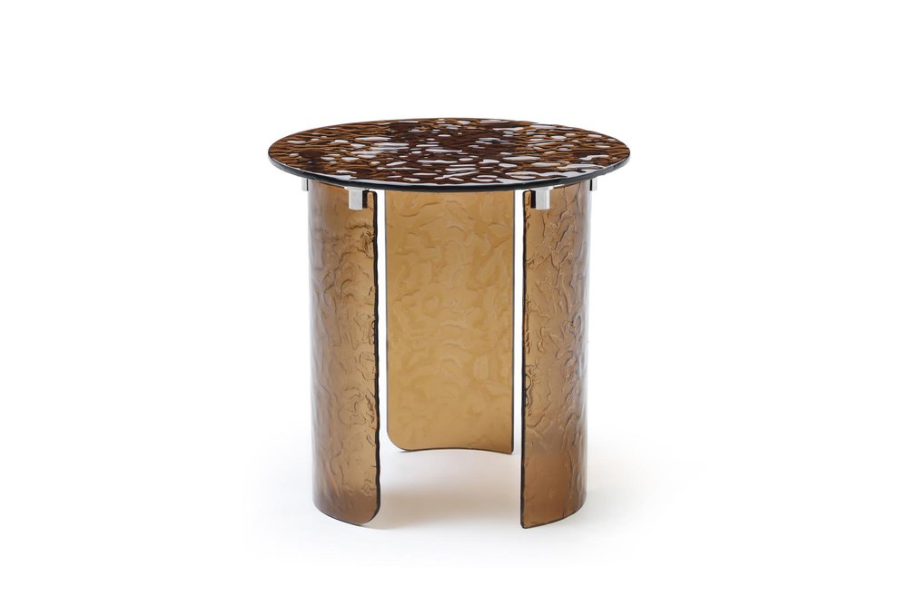 20" Bronze Glass Round End Table