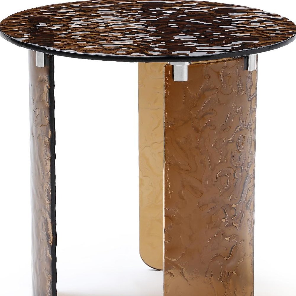 20" Bronze Glass Round End Table