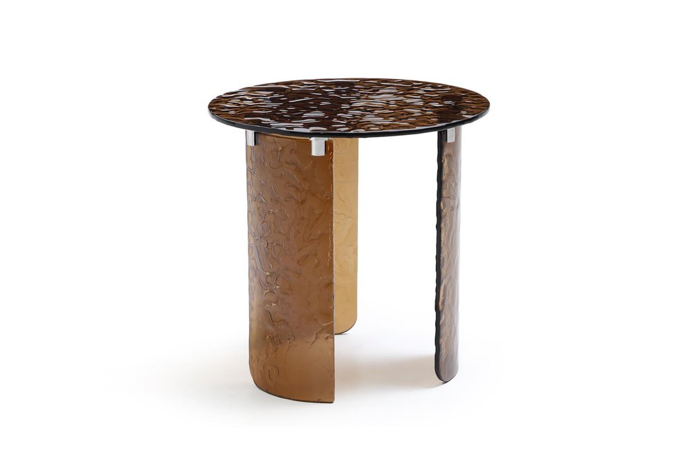20" Bronze Glass Round End Table
