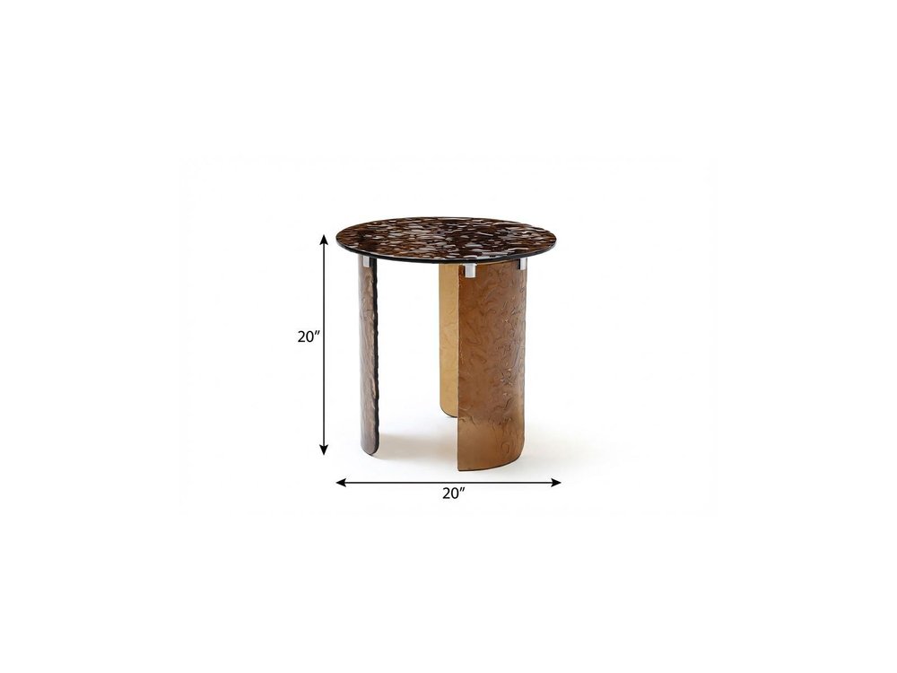 20" Bronze Glass Round End Table