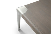 20" Ash Gray and Silver Wood and Stainless Steel Square End Table