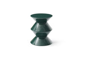18" Green Wood Round Top Geo Pedestal End Table