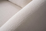 42" White Boucle Arm Chair With Lumbar Pillow