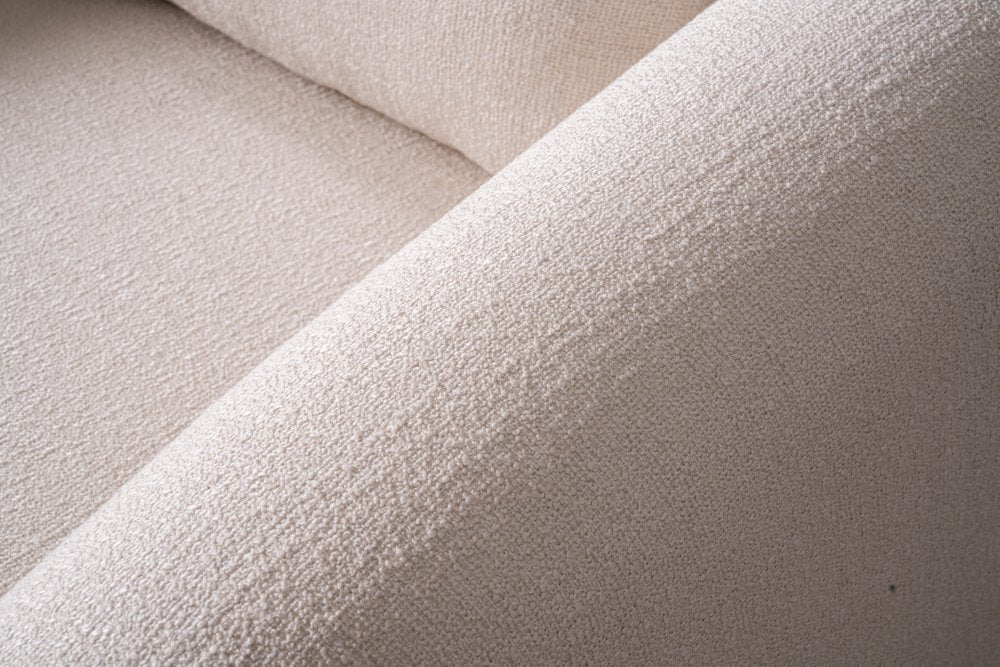 42" White Boucle Arm Chair With Lumbar Pillow