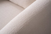 42" White Boucle Arm Chair With Lumbar Pillow