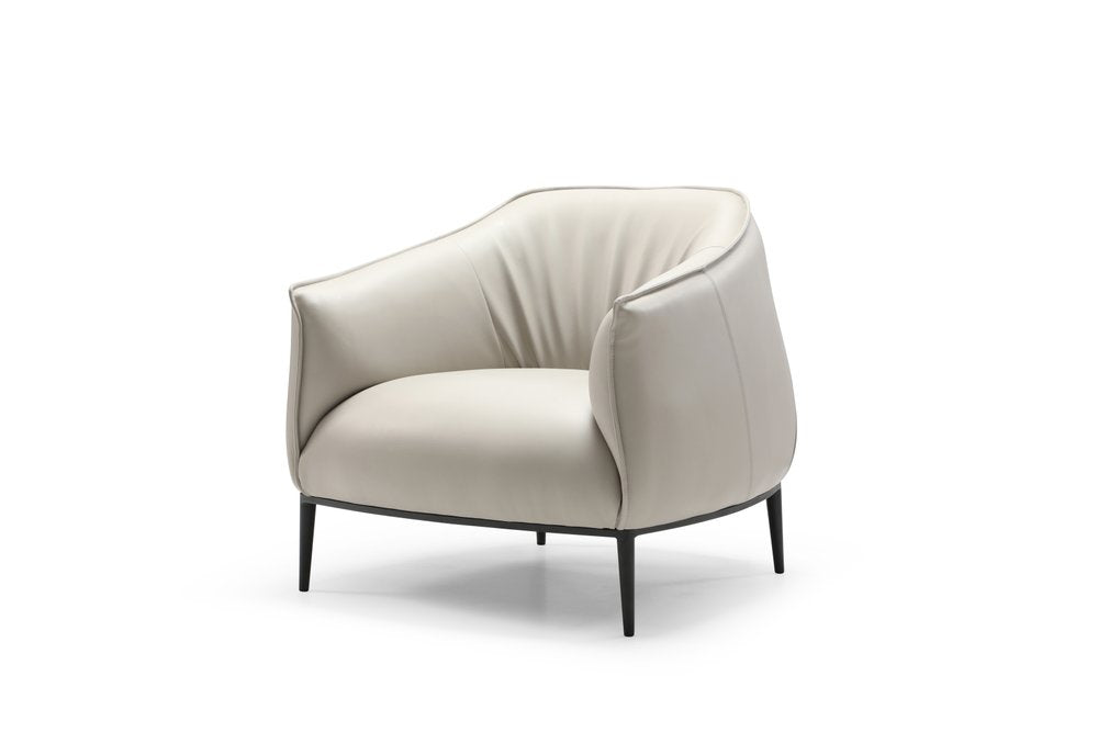 32" Light Gray and Black Faux Leather and Steel Arm Chair