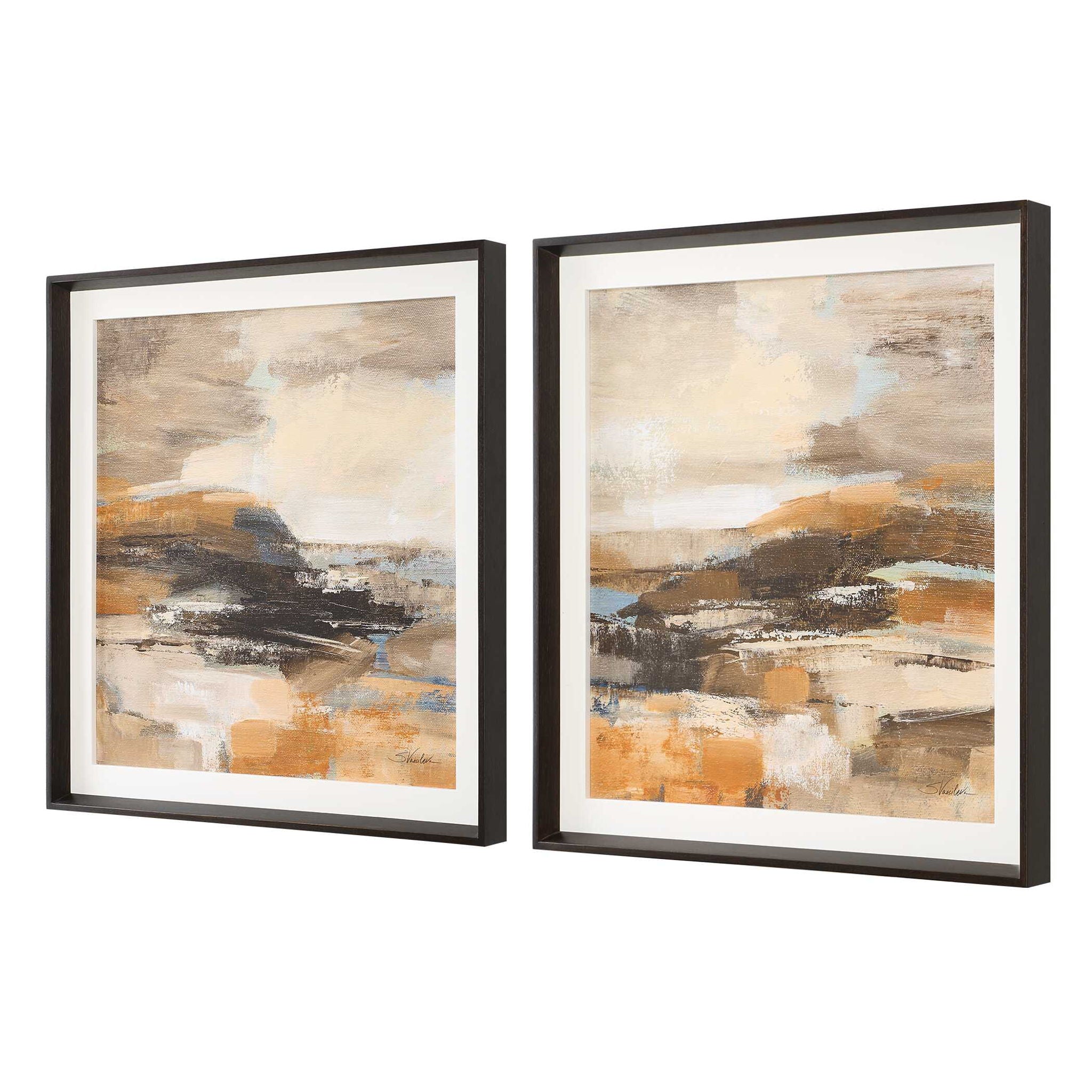 Cinnamon Shore - Framed Prints (Set of 2) - Dark Brown