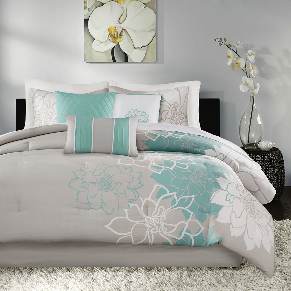 Lola - Queen Comforter Set - Aqua