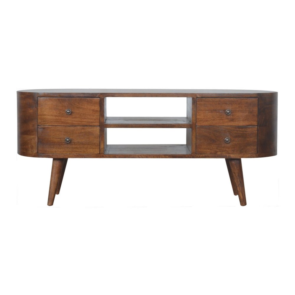 43" Brown Solid Wood Enclosed Storage Entertainment Center
