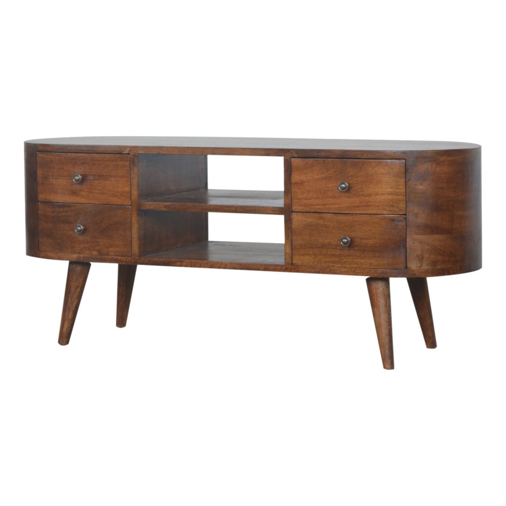 43" Brown Solid Wood Enclosed Storage Entertainment Center