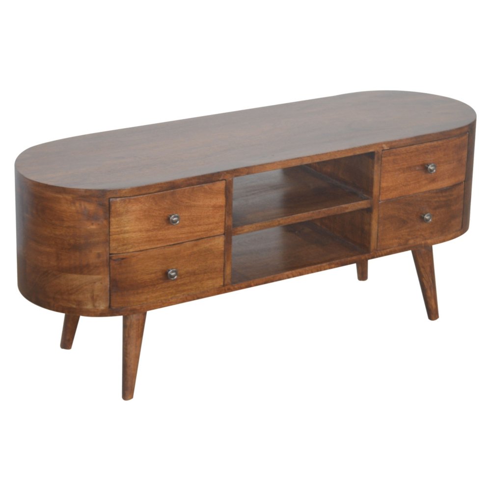 43" Brown Solid Wood Enclosed Storage Entertainment Center