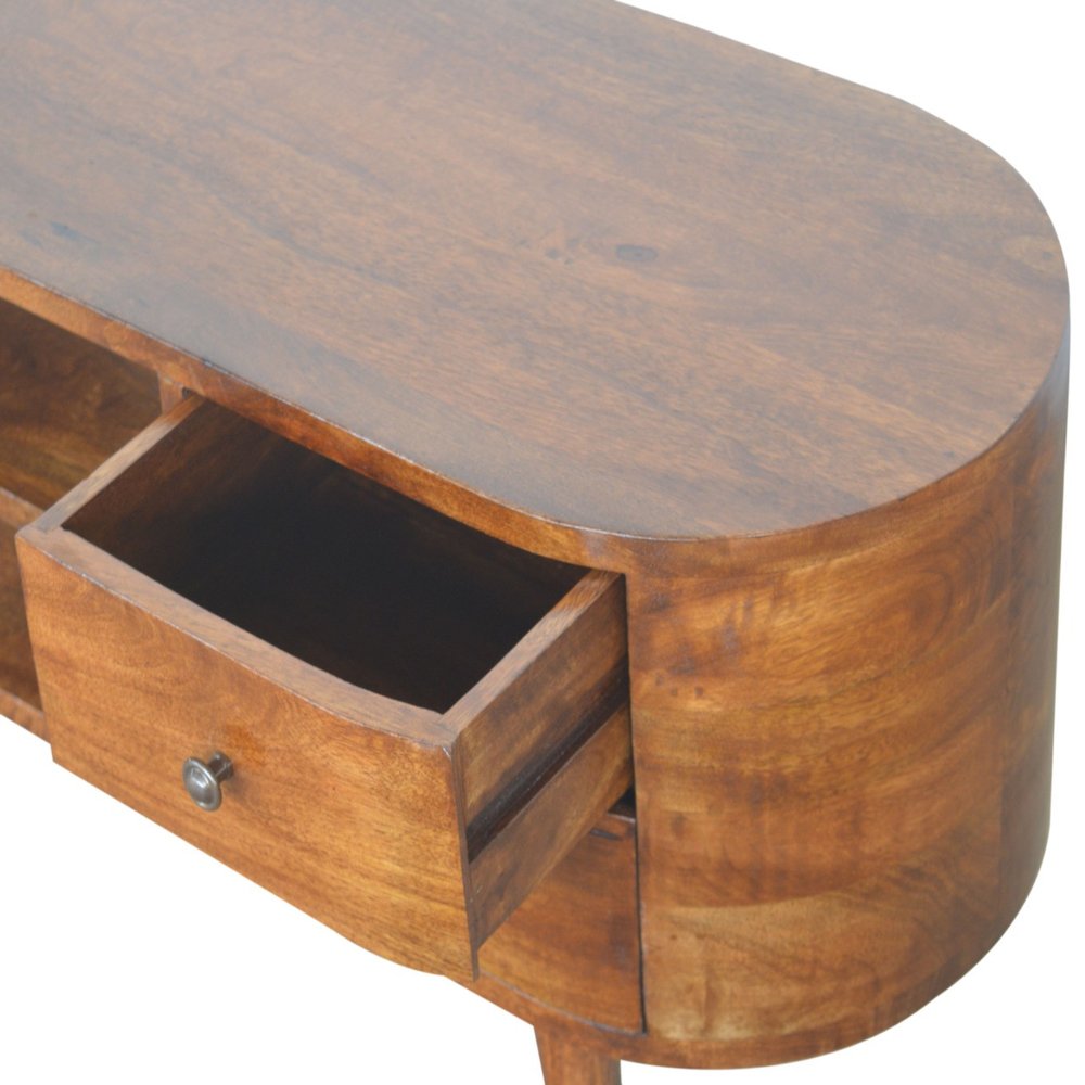 43" Brown Solid Wood Enclosed Storage Entertainment Center