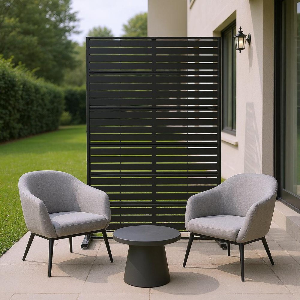 72" Black Steel Six Panel Screen Room Divider