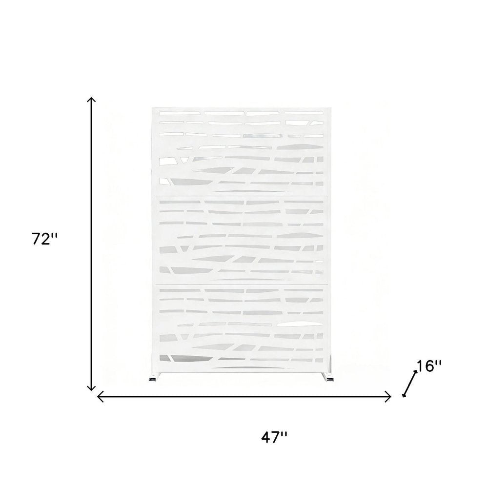 72" White Steel Three Panel Screen Room Divider
