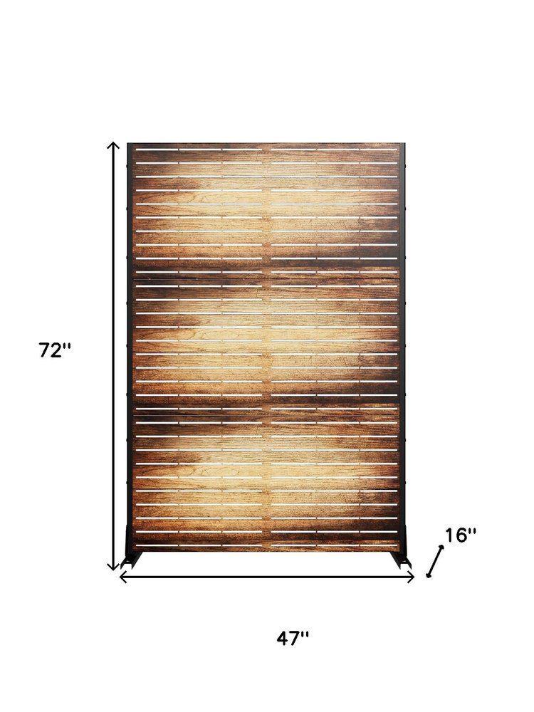72" Brown Steel Three Panel Screen Room Divider