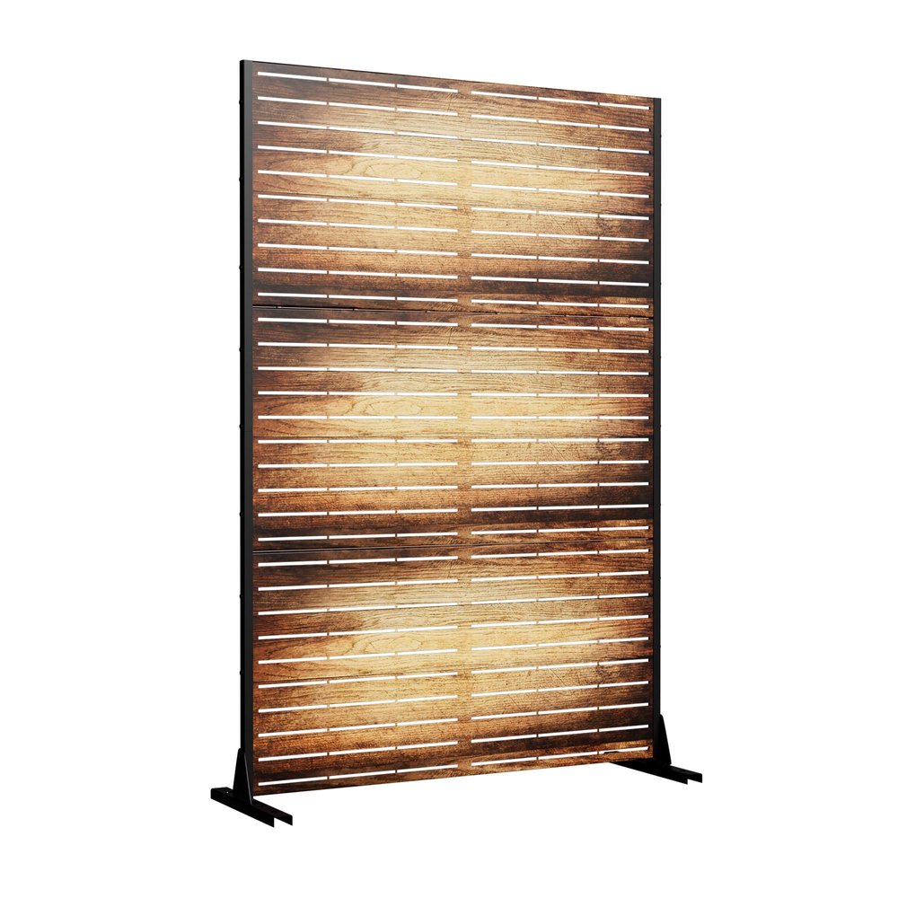 72" Brown Steel Three Panel Screen Room Divider