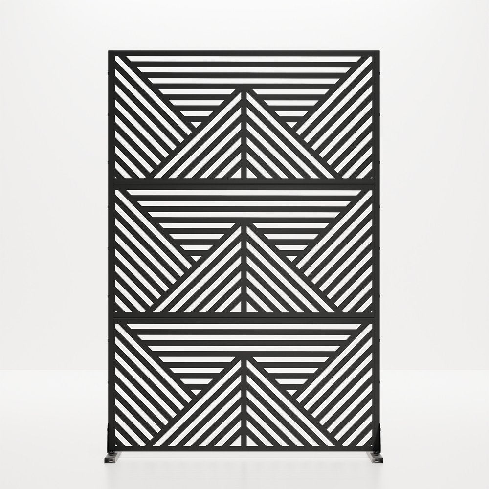 72" Black Steel Three Panel Screen Room Divider