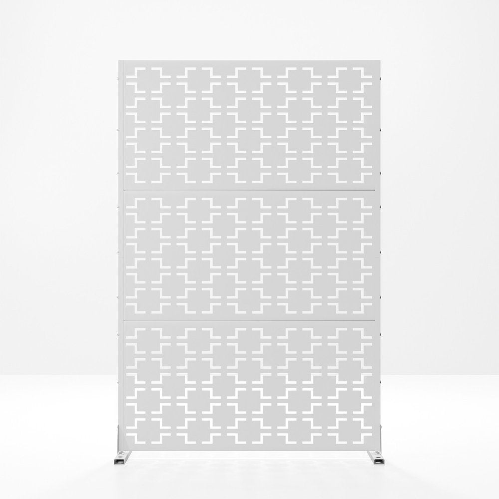 72" White Steel Three Panel Screen Room Divider