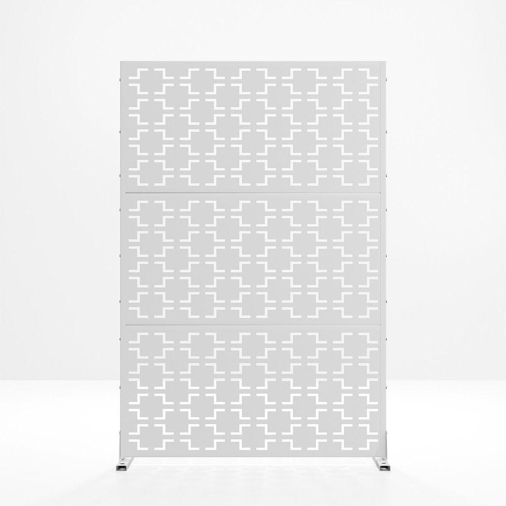 72" White Steel Three Panel Screen Room Divider