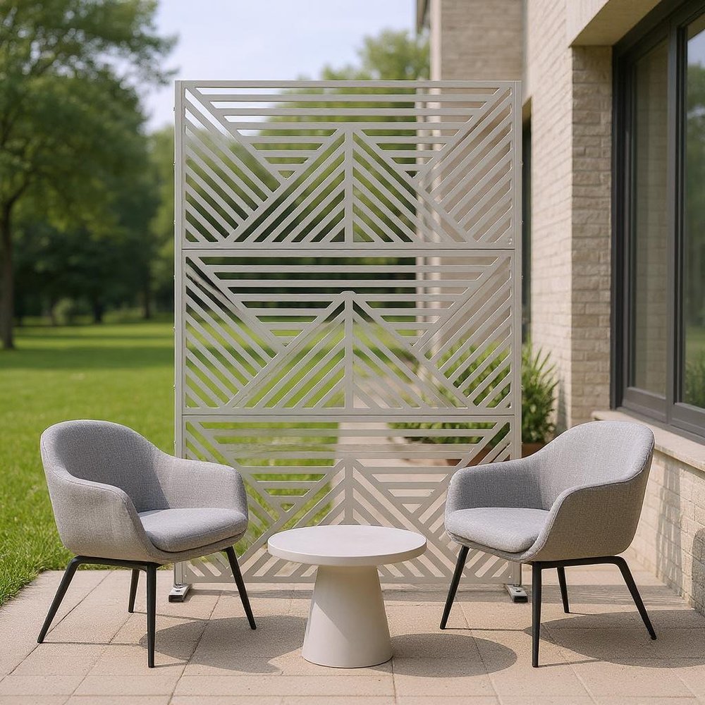 72" White Steel Three Panel Screen Room Divider