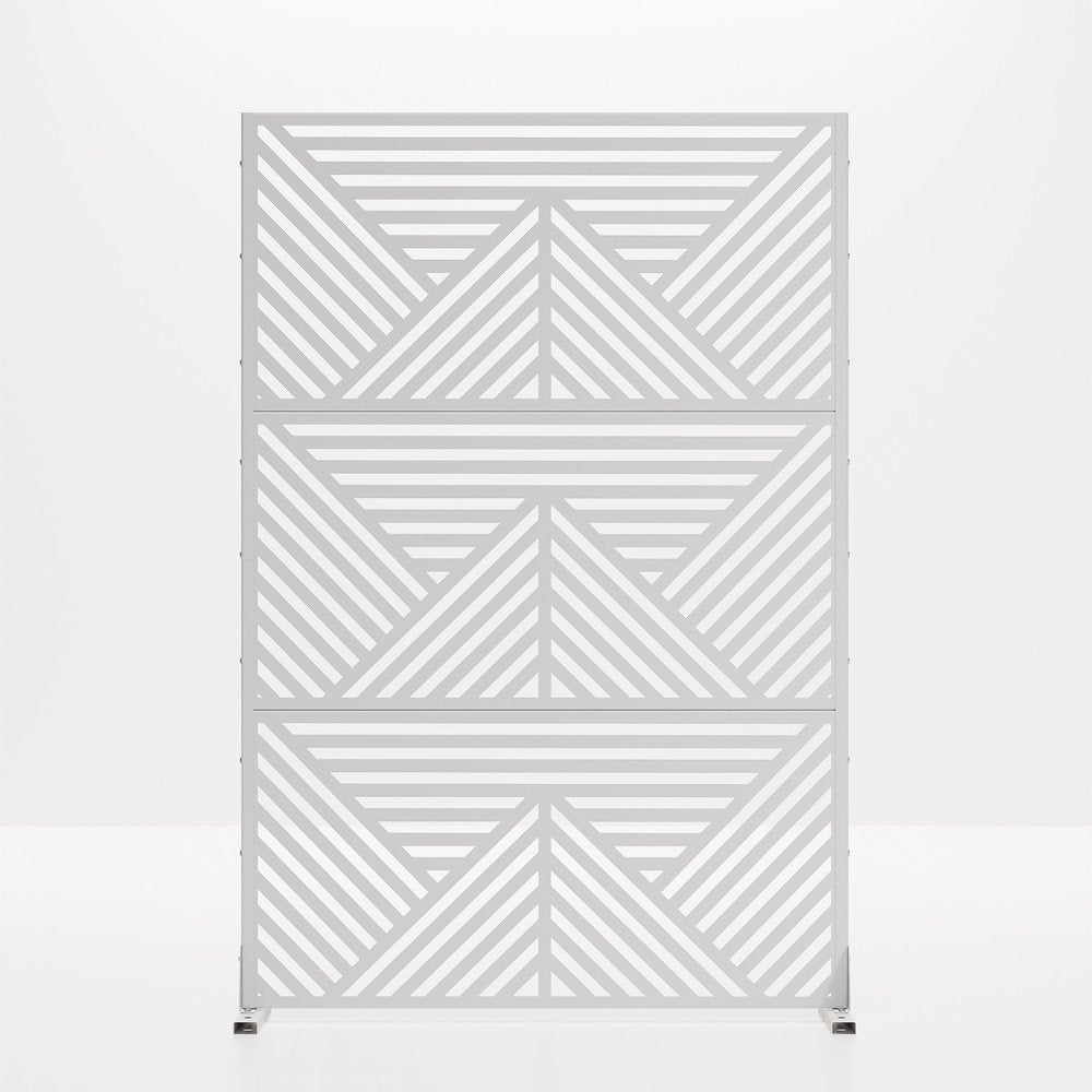 72" White Steel Three Panel Screen Room Divider