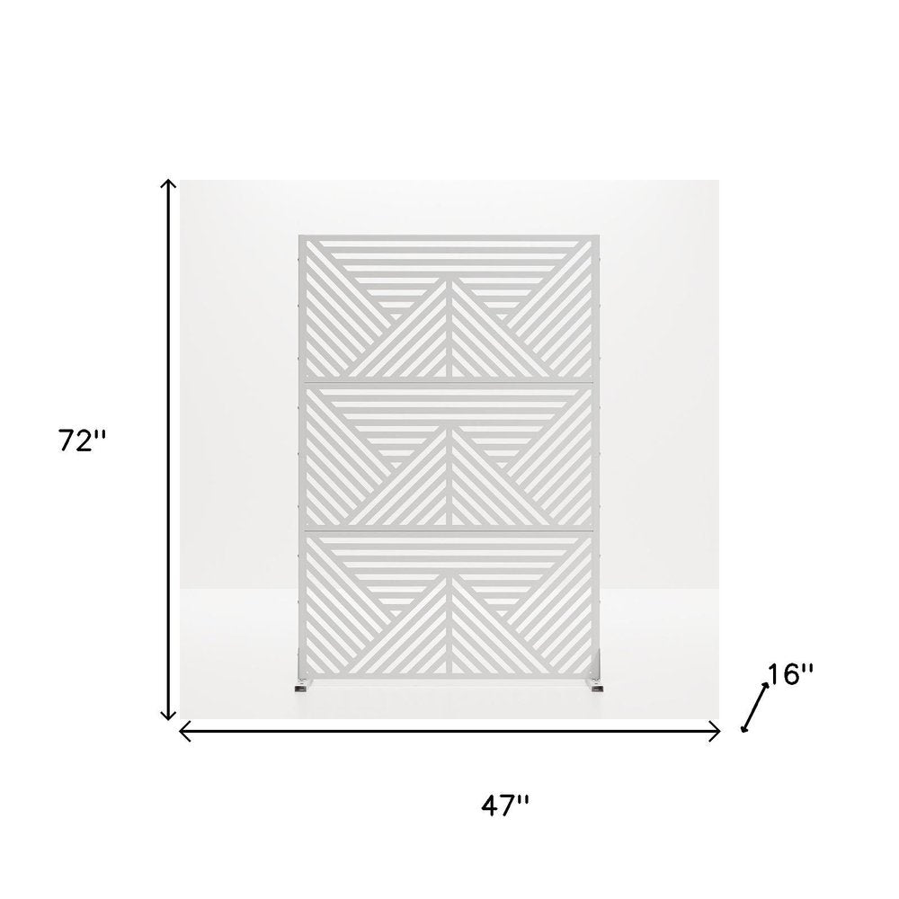 72" White Steel Three Panel Screen Room Divider