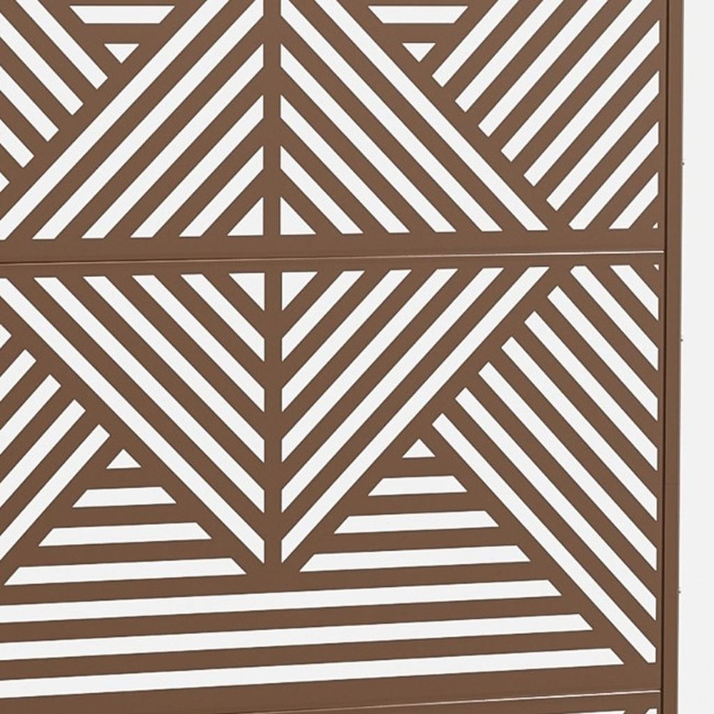 72" Brown Steel Three Panel Screen Room Divider