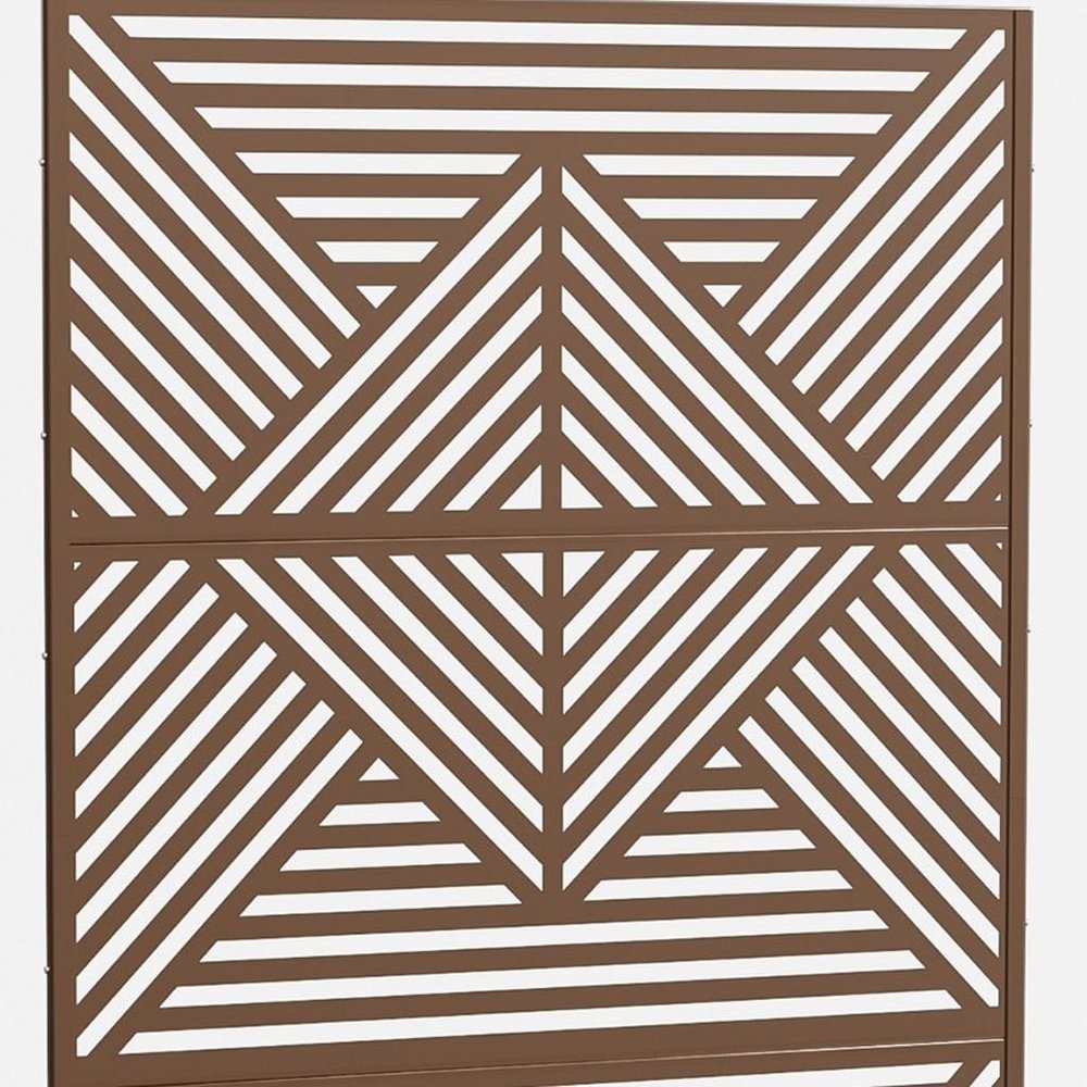 72" Brown Steel Three Panel Screen Room Divider