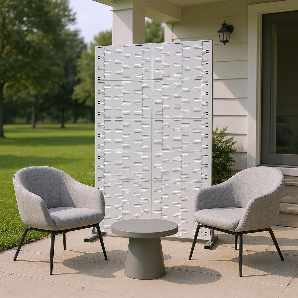 72" White Steel Six Panel Screen Room Divider