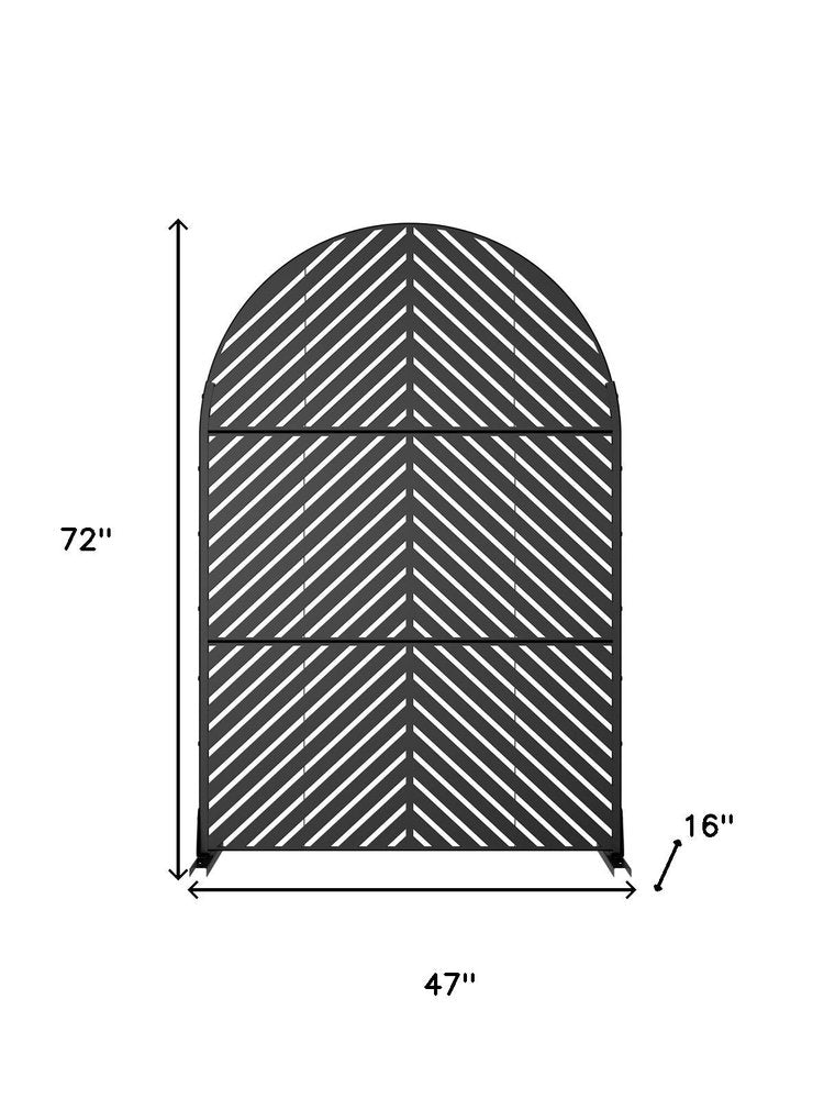 72" Black Steel Three Panel Screen Room Divider