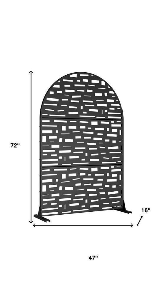 72" Black Steel Three Panel Screen Room Divider