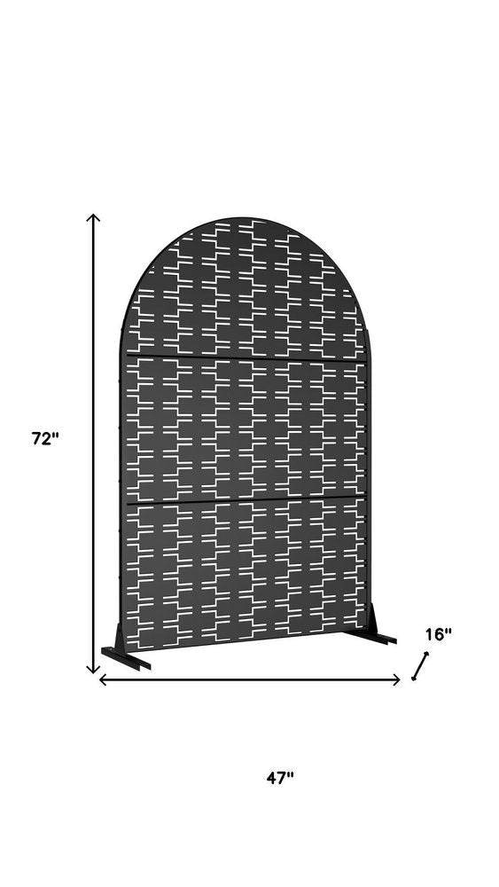 72" Black Steel Three Panel Screen Room Divider