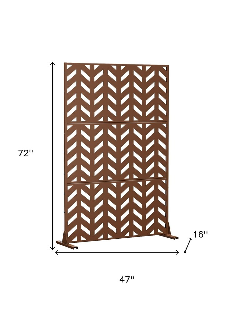 72" Brown Steel Three Panel Screen Room Divider