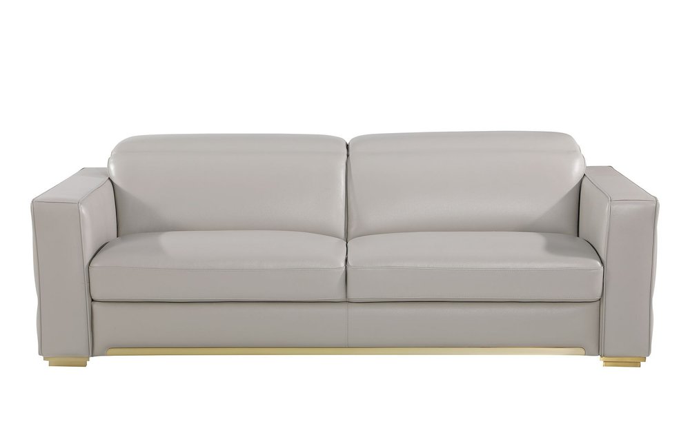 89" White Top Grain Leather Reclining Sofa And Storage