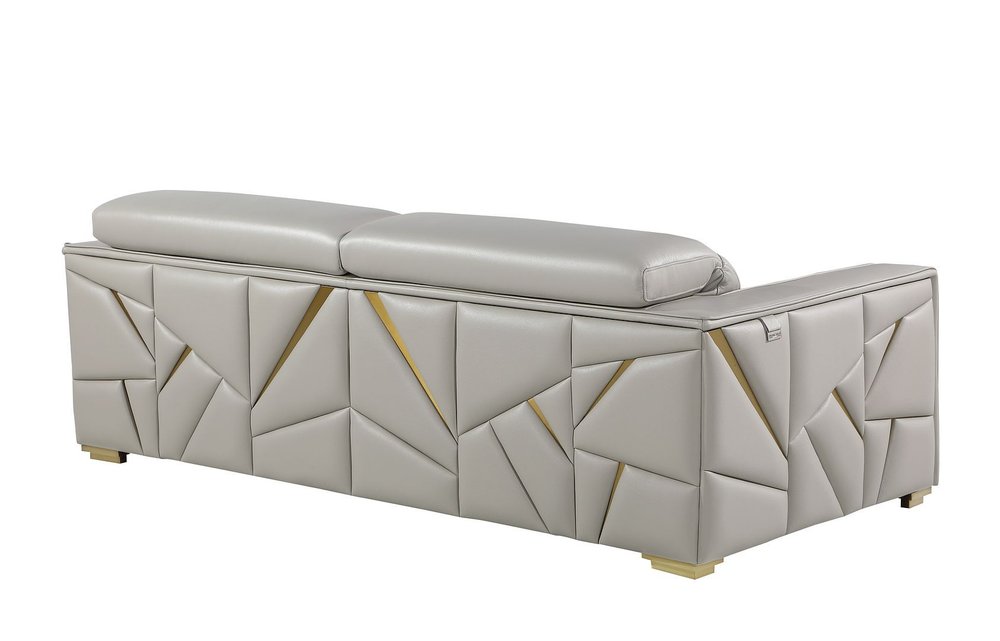 89" White Top Grain Leather Reclining Sofa And Storage