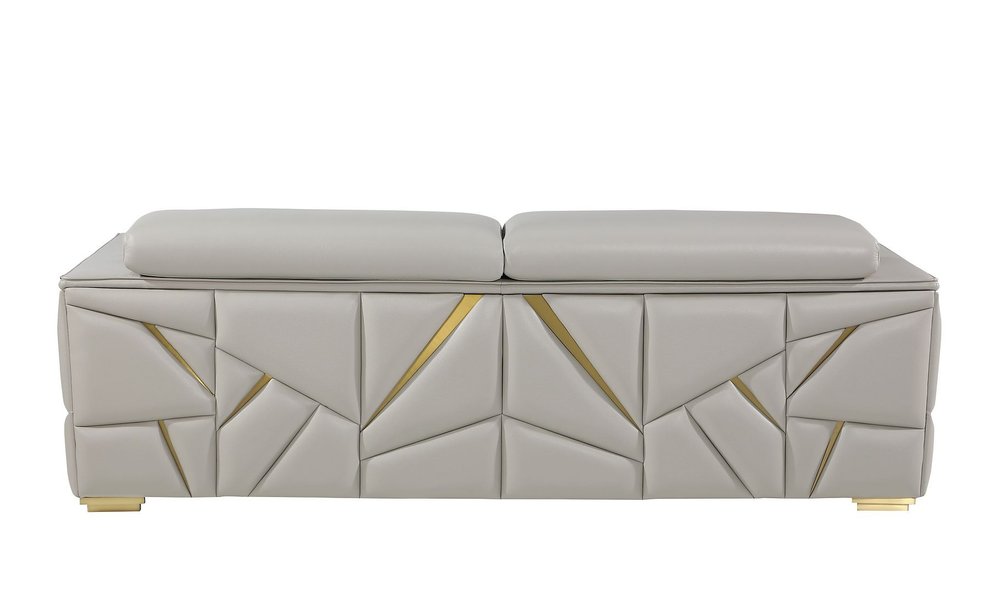 89" White Top Grain Leather Reclining Sofa And Storage