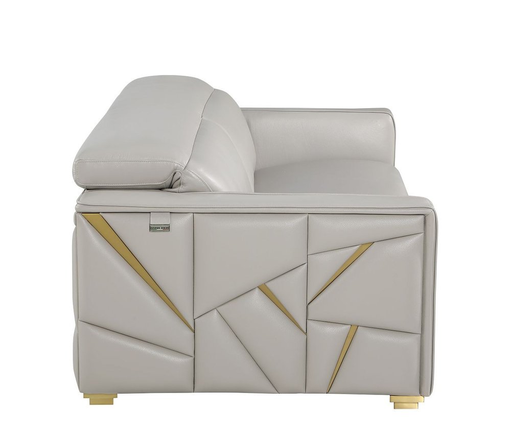 89" White Top Grain Leather Reclining Sofa And Storage