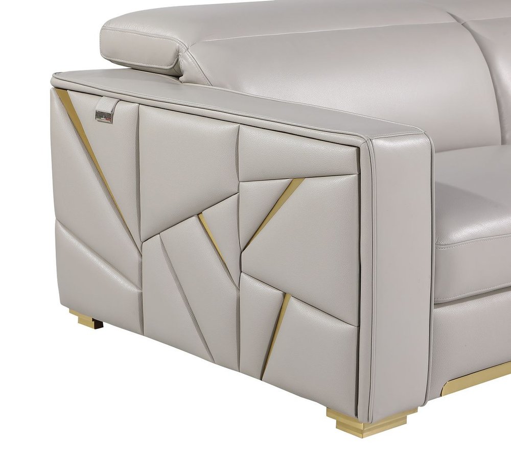 89" White Top Grain Leather Reclining Sofa And Storage