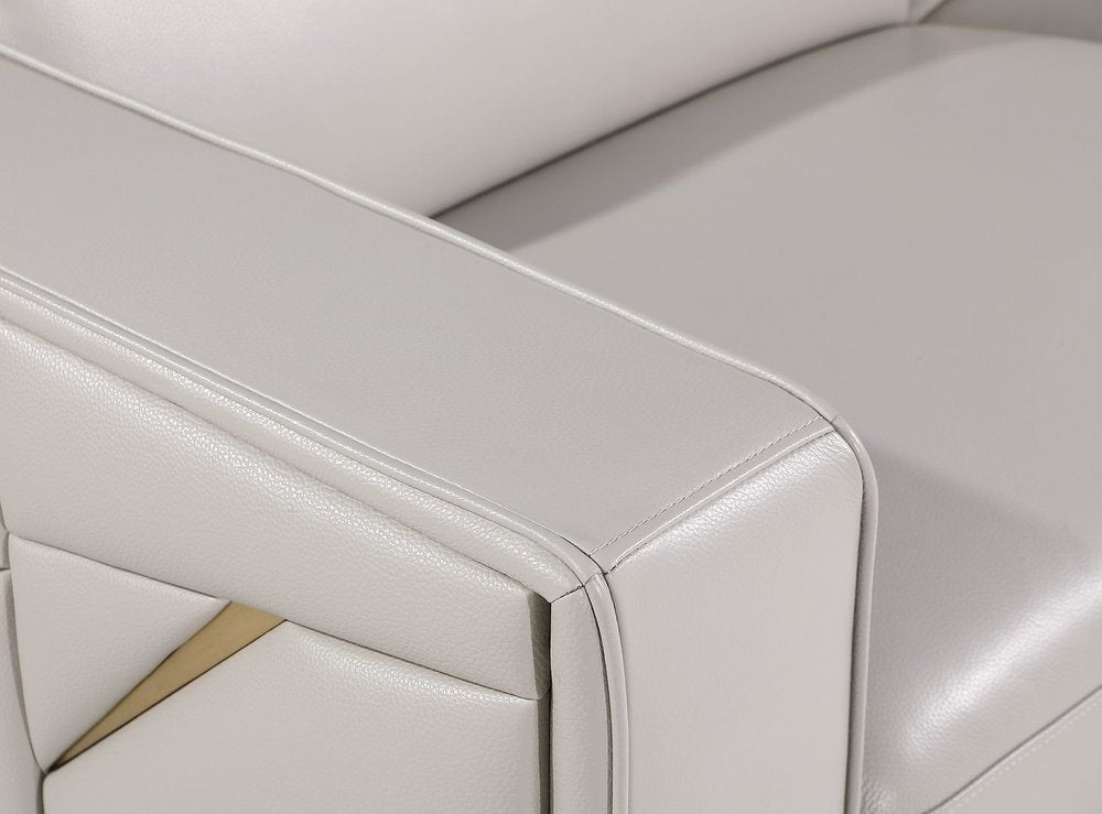 89" White Top Grain Leather Reclining Sofa And Storage