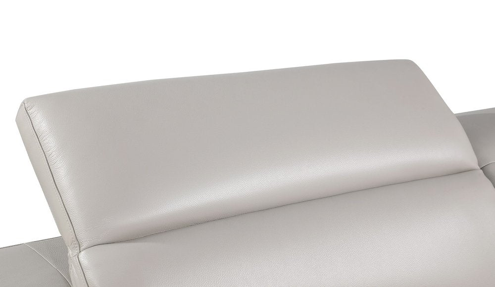 89" White Top Grain Leather Reclining Sofa And Storage