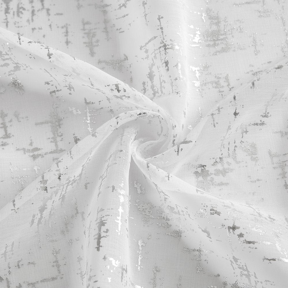 72" White And Silver Abstract Shower Curtain