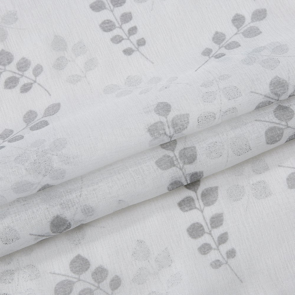 72" White And Silver Floral Shower Curtain