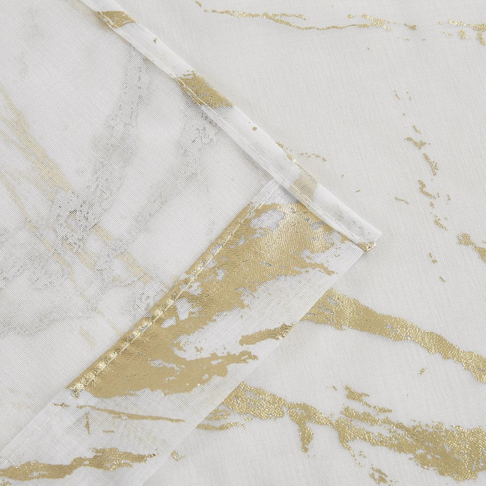 72" White And Gold Abstract Shower Curtain