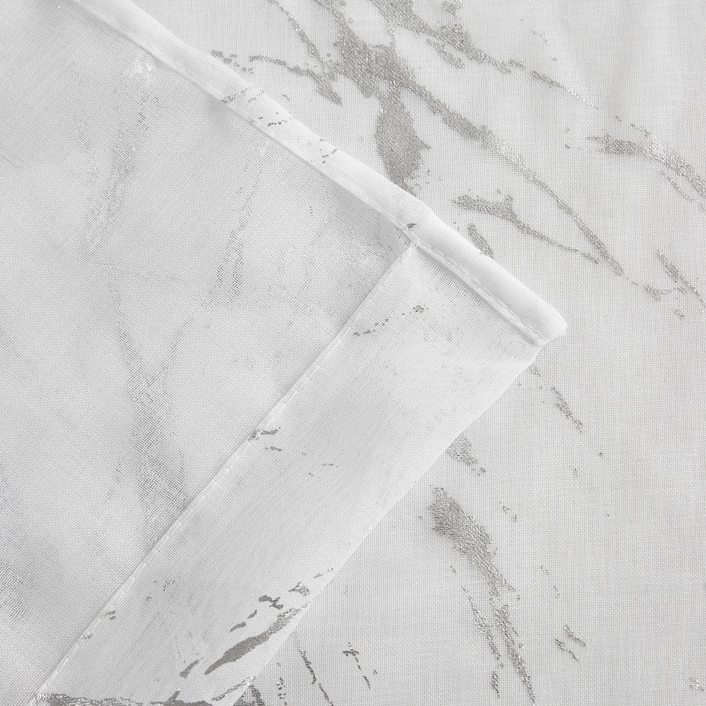 72" White And Silver Abstract Shower Curtain